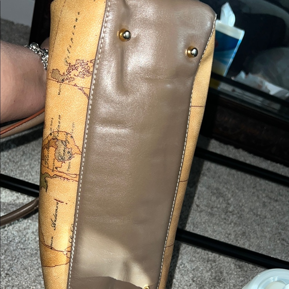 Alviero Martini Brown and Tan Shoulder Bag with Map Design - Picture 10 of 12